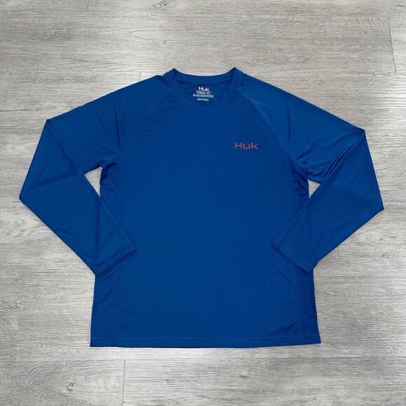 HUK Shirt Men’s Medium KC Flag Fish Pursuit Long Sleeve Performance Graphic Tee - Picture 1 of 15